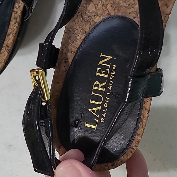 Lauren Ralph Lauren women's "Reeta" black thong wedge sandals size 8 - Picture 8 of 13